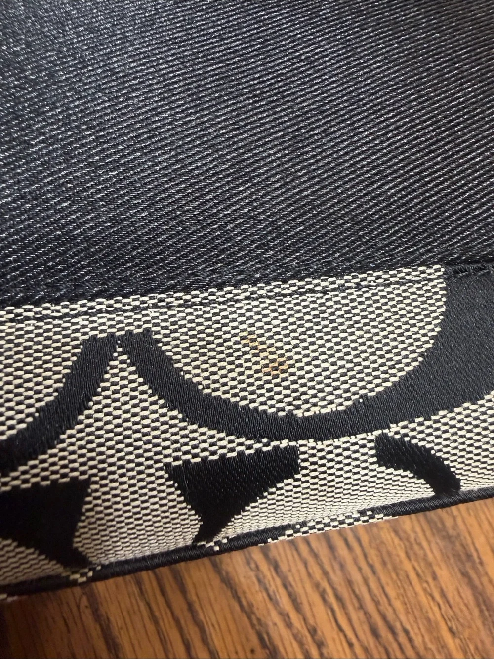 Coach Signature Black & Khaki Canvas Tote Shoulder Bag Purse Leather Trim F17433